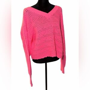NWT Pink Oversized  KORI Crochet Sweater- perfect for all seasons XL